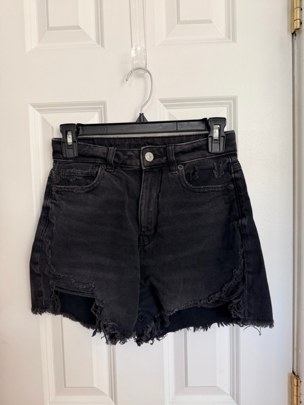 Abercrombie & Fitch Black Distressed High-Rise Jean Shorts